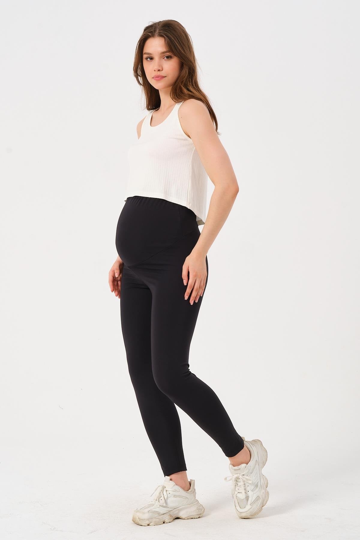Maternity Waist Adjustable Recovery Stretch Leggings Black
