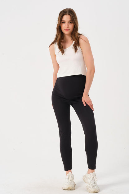 Maternity Waist Adjustable Recovery Stretch Leggings Black