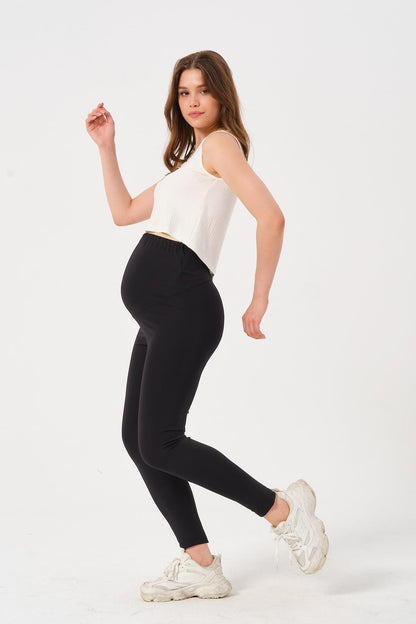 Maternity Waist Adjustable Recovery Stretch Leggings Black