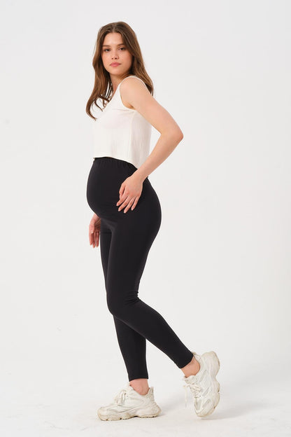 Maternity Waist Adjustable Recovery Stretch Leggings Black