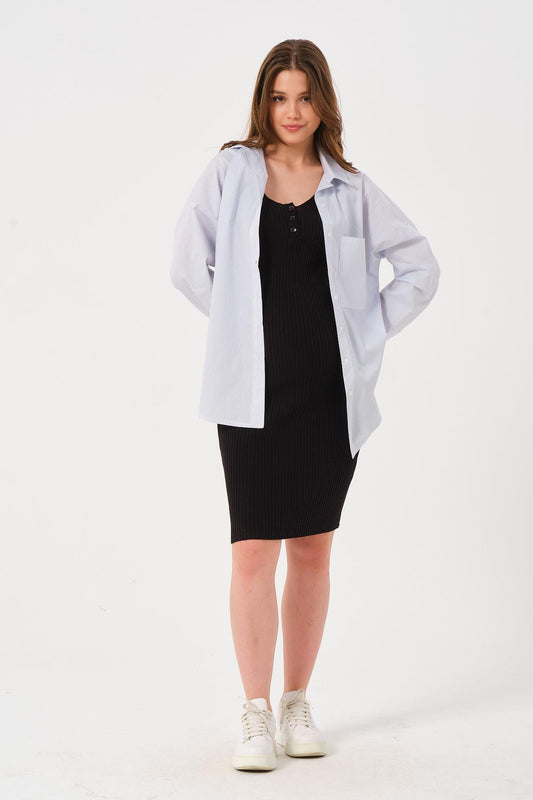 Busa Zero Sleeve Midi Length Slim Sweater Dress