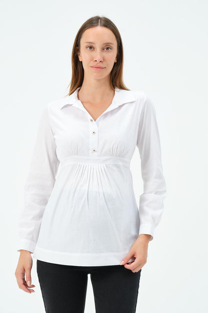Busa Maternity Collar Button Classic Shirt