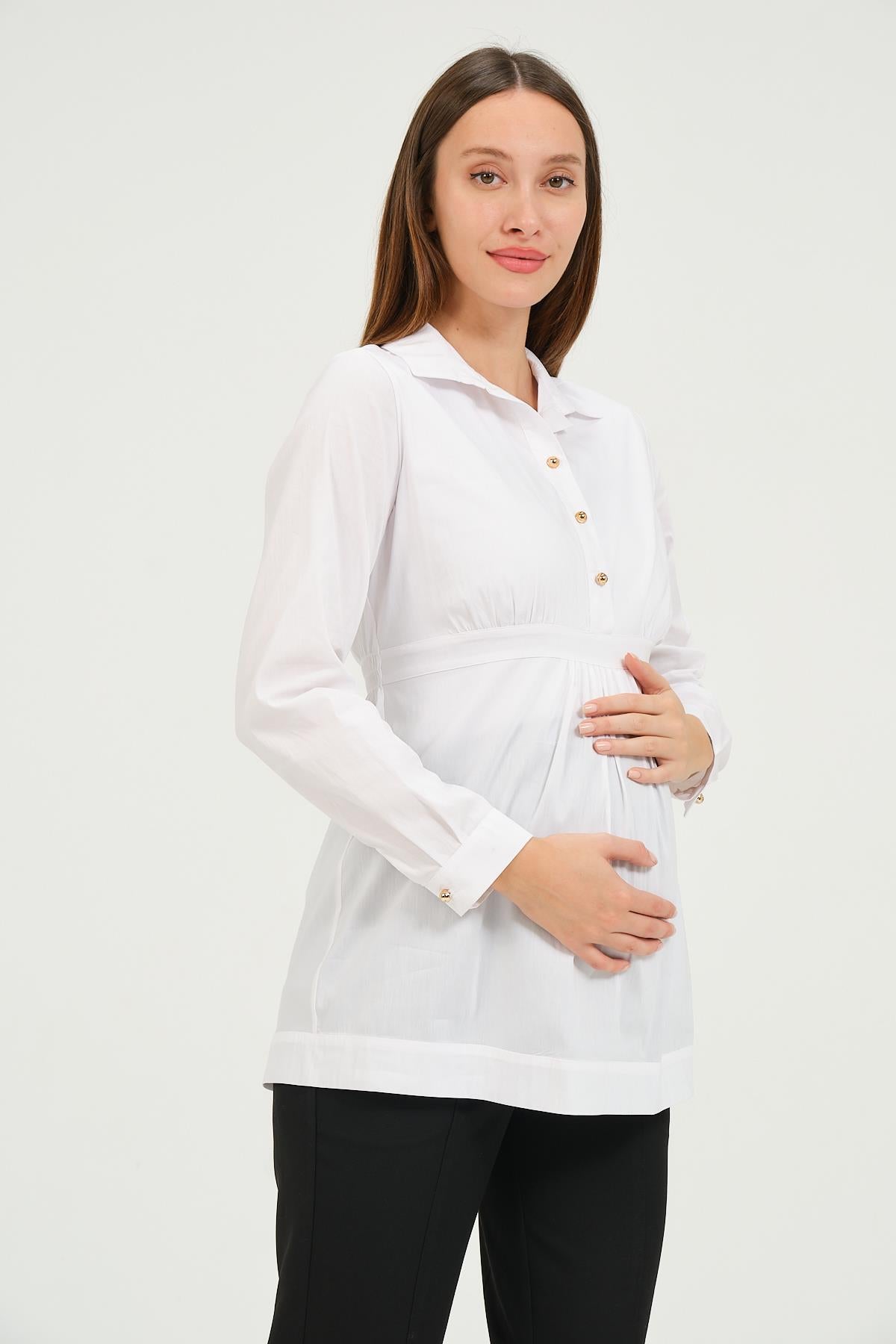 Busa Maternity Collar Button Classic Shirt