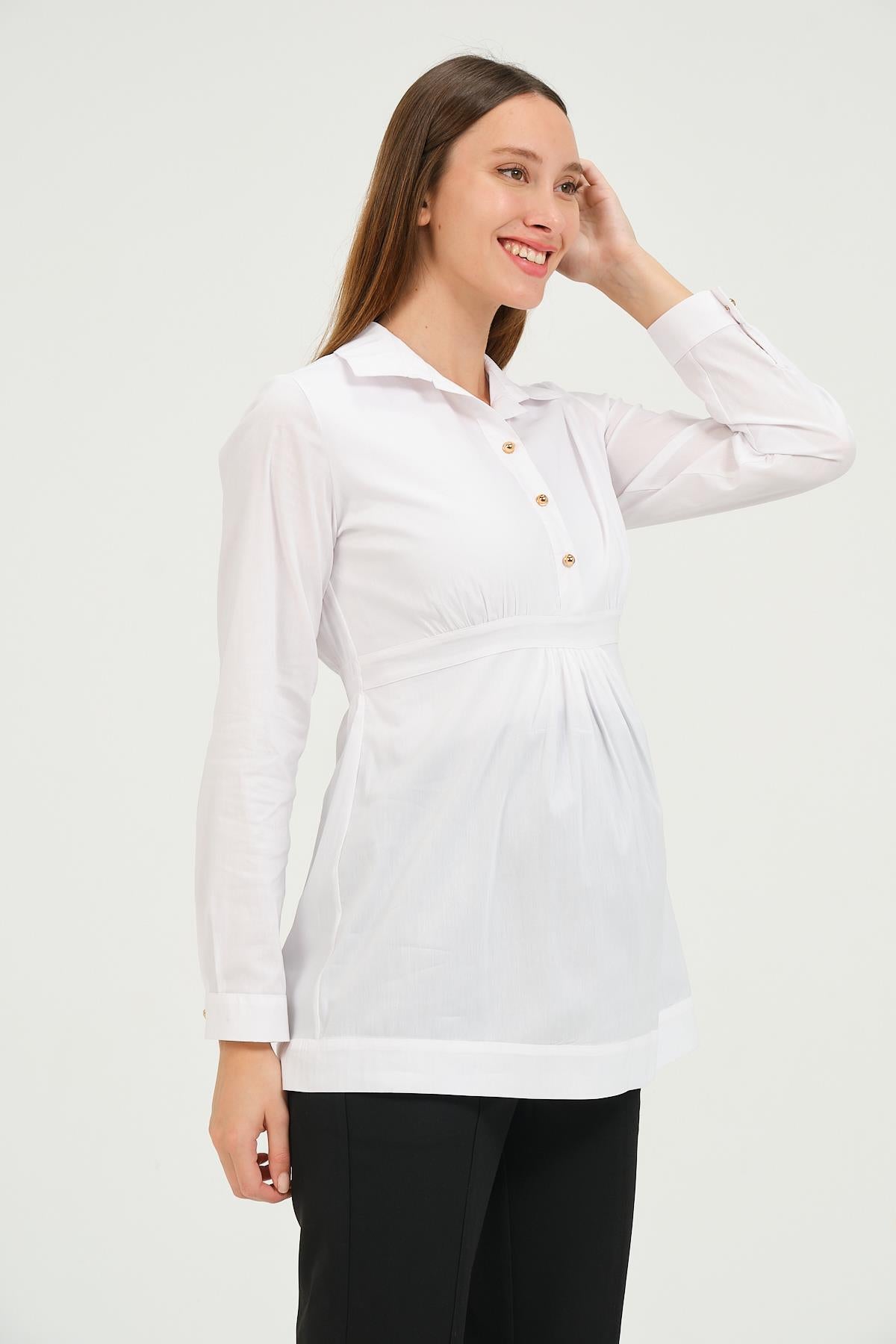 Busa Maternity Collar Button Classic Shirt