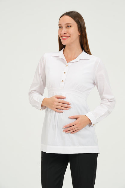 Busa Maternity Collar Button Classic Shirt