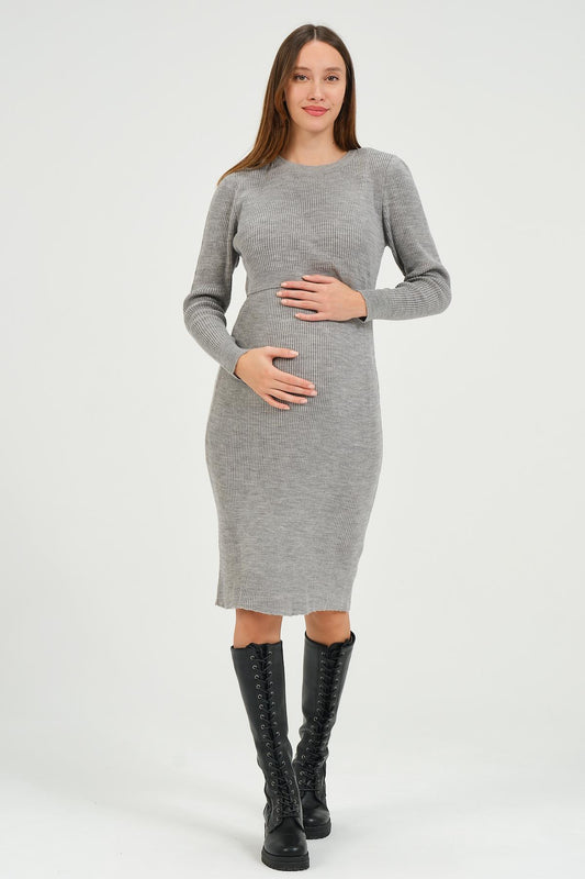 Busa Maternity Midi Length Breastfeeding Detailed Sweater Dress