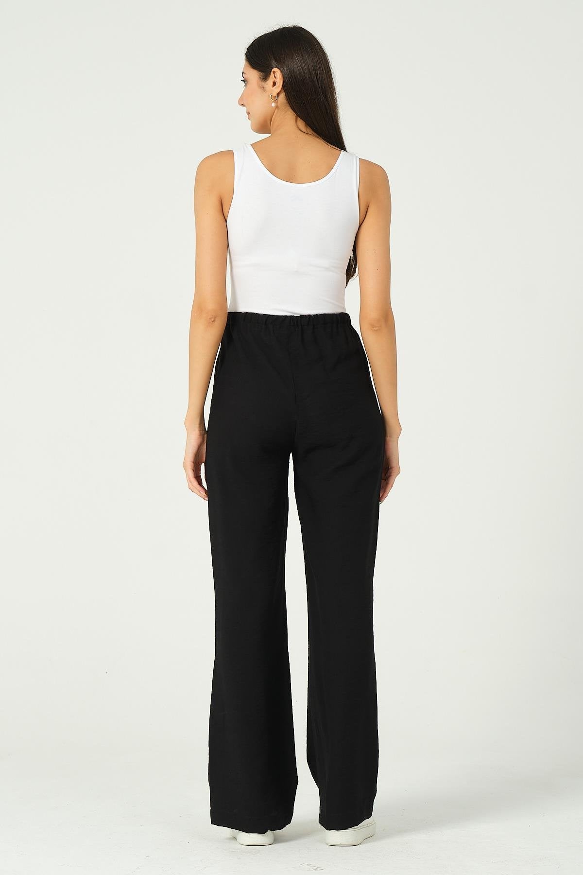Busa Maternity Stretchy Abdominal Banded Waist Adjustable Classic Wide Leg Pants