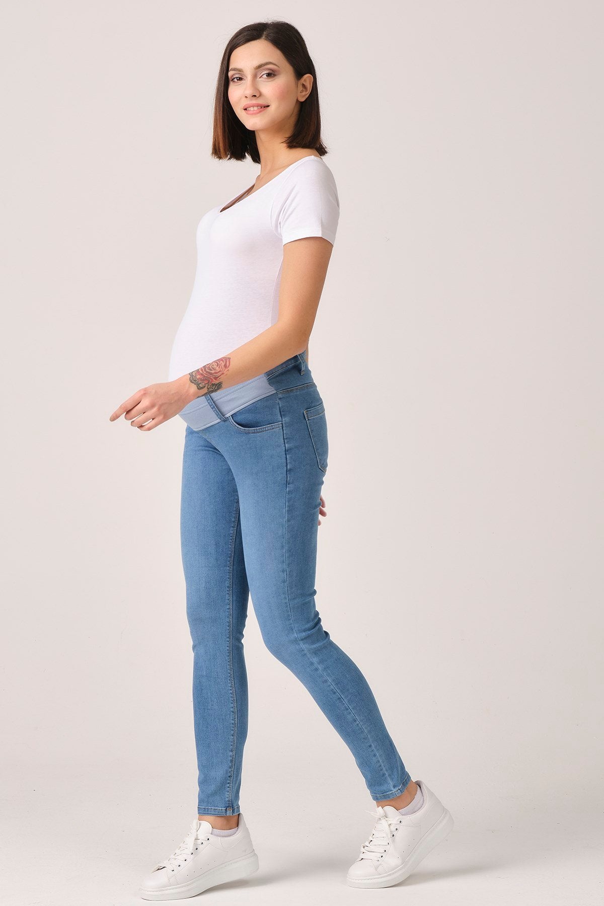 Busa Maternity Short Rib Slim Leg Jeans