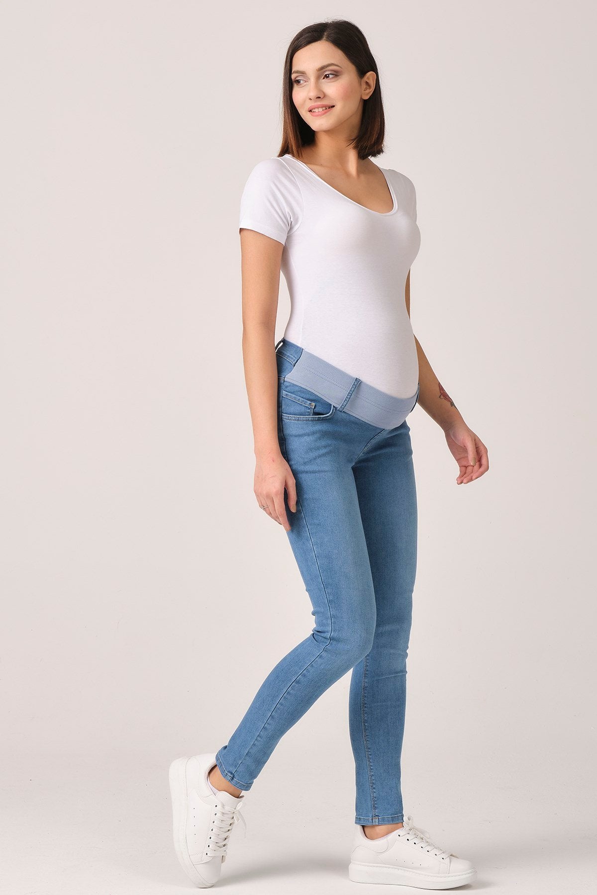 Busa Maternity Short Rib Slim Leg Jeans