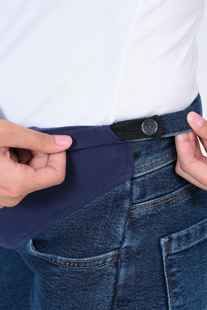 Busa Maternity Belly Hugging Elastic Banded Back Belted Wide Leg Jeans Light